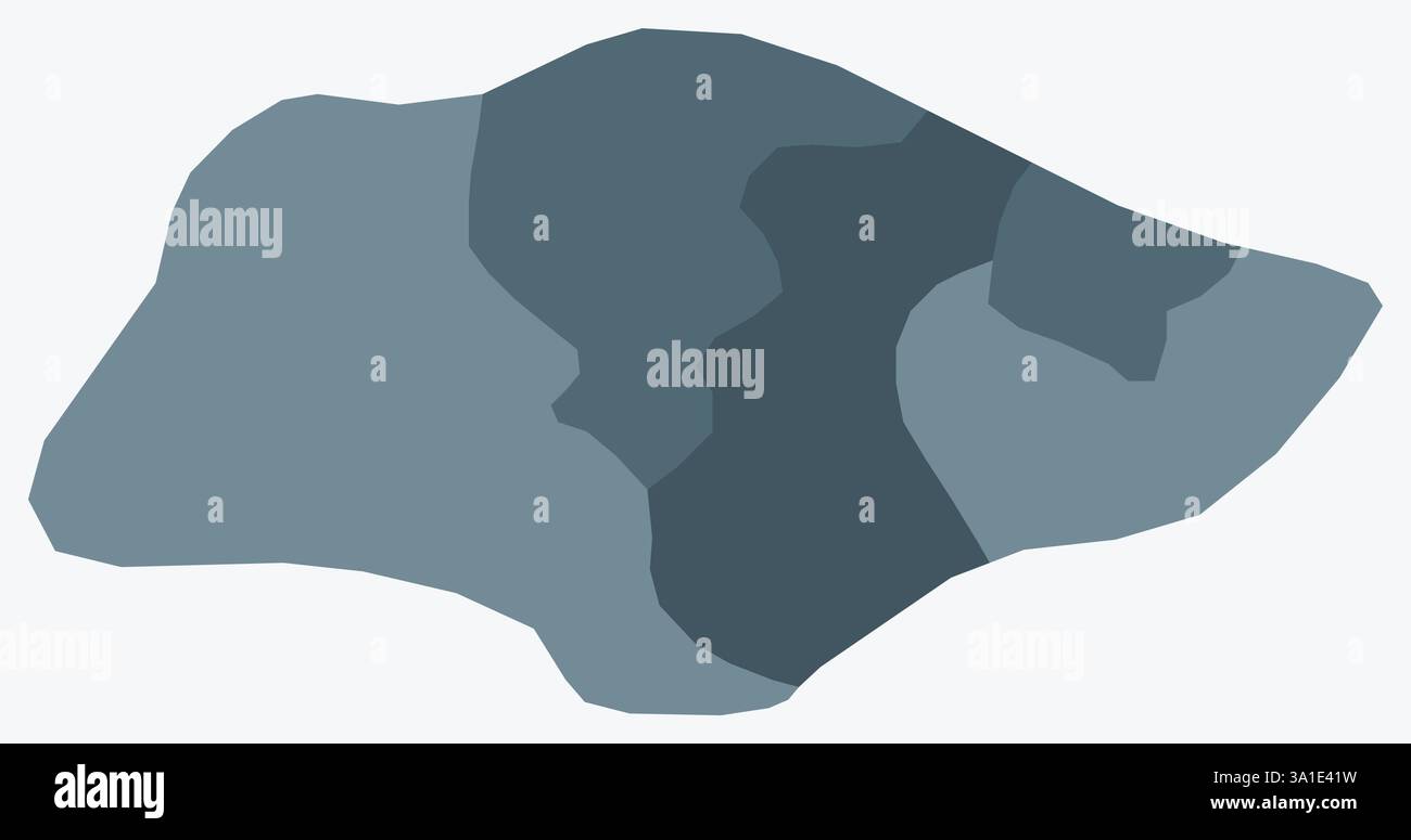 Karte von Singapur mit Regionen. Nur eine einfache Ländergrenzkarte mit regionaler Aufteilung. Farbpalette Blaugrau. Stock Vektor