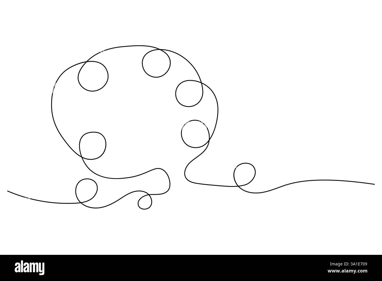 Menschliches Gehirn kontinuierliche einzeilige Zeichnung von Liniengrafik und Vektor-Illustration Design Stock Vektor