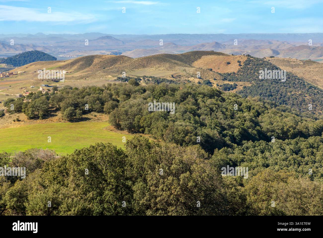 Ifrane, eine marokkanische Stadt im mittleren Atlasgebirge, wurde 1929 gegründet und ist ein beliebtes Skigebiet. Stockfoto