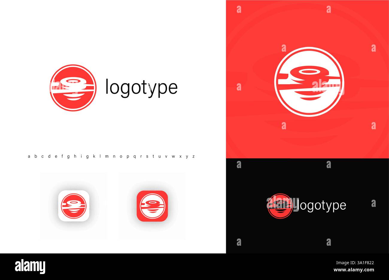 Minimalistisches, kreisförmiges Sushi-Teller-Logo, symbolisiert traditionelle asiatische Küche und Gourmet-Küche. Ideal für Sushi-Restaurants, Essenslieferungen und Japanisch Stock Vektor