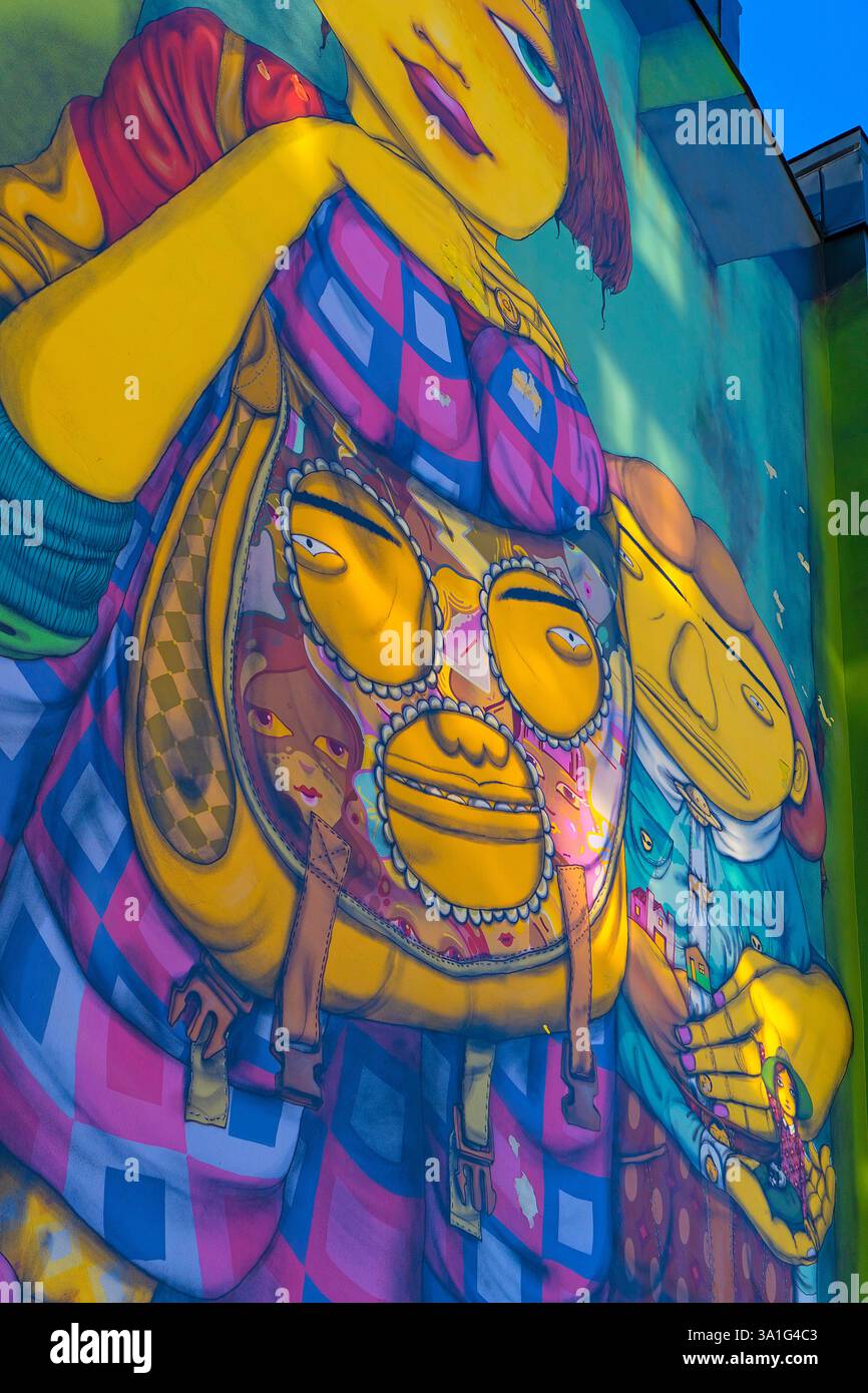 Wandgemälde von OS Gemeos, Södermalm, Stockholm Stockfoto