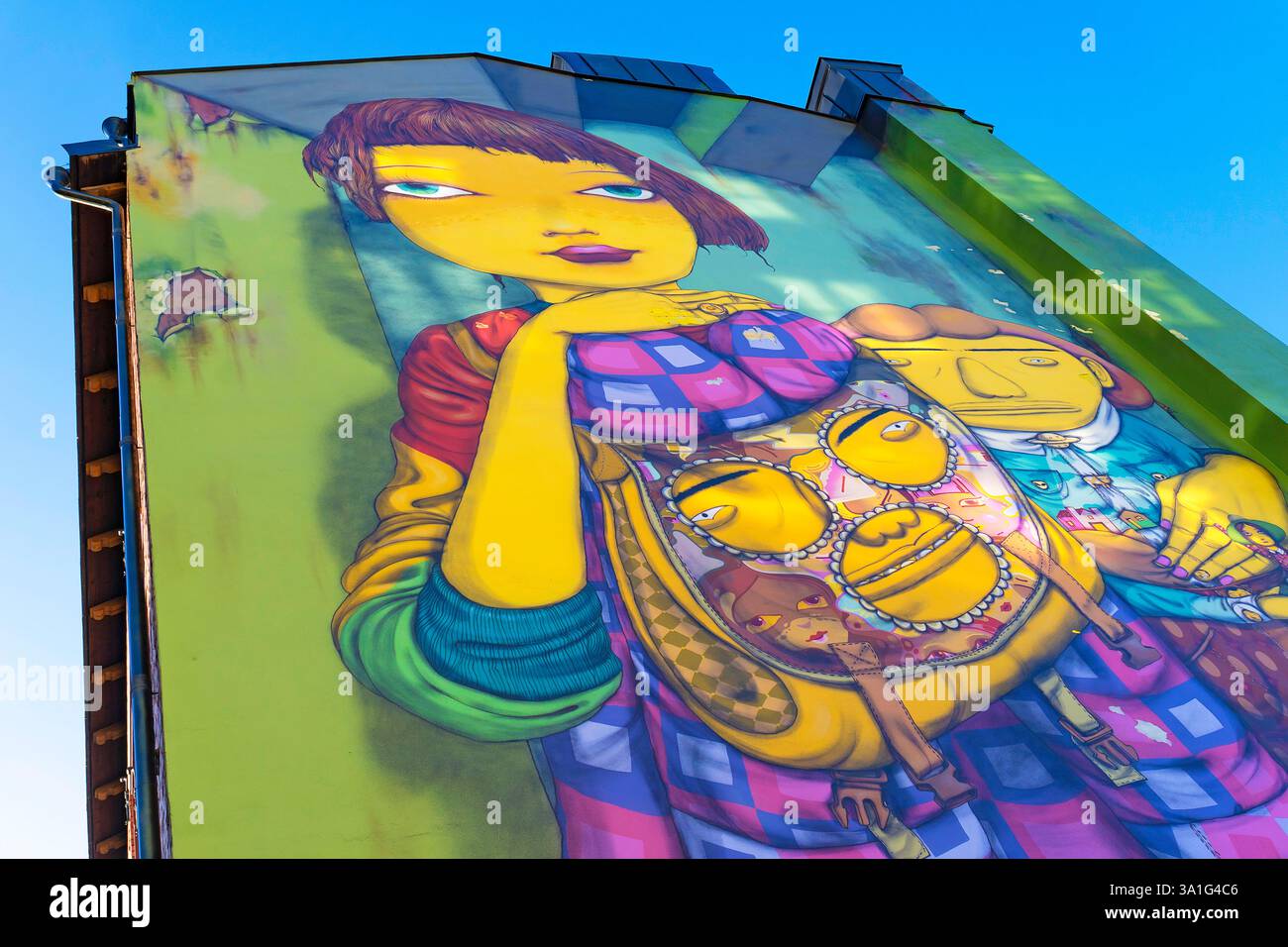 Wandgemälde von OS Gemeos, Södermalm, Stockholm Stockfoto