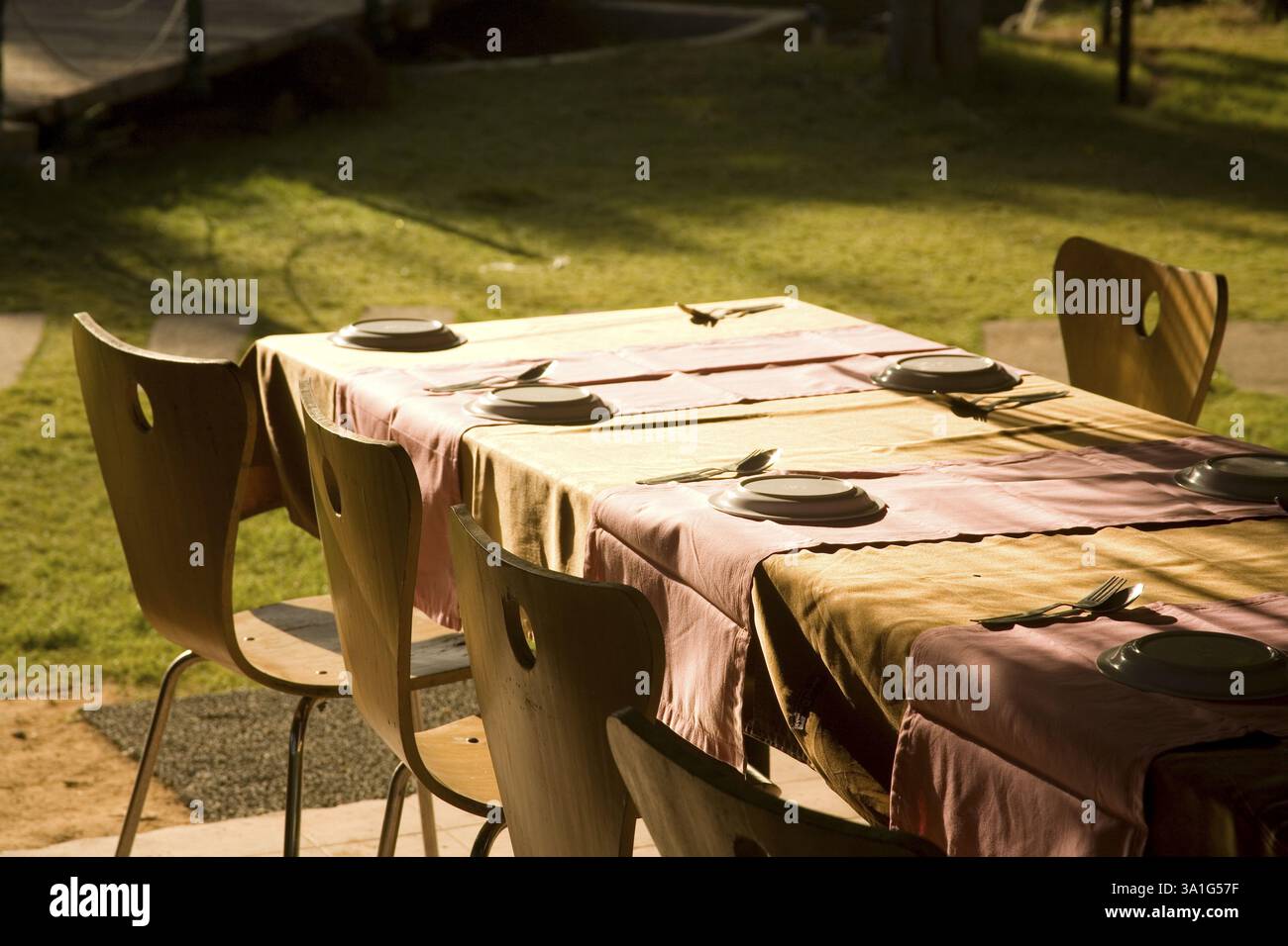 Tischstuhl, Frühstück, Bauernhof, Bangalore, Karnataka, Indien, Asien Stockfoto