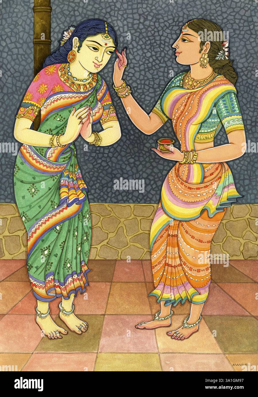 10 Fragen, Kunkuma, Frauen, Namaste, hinduistischer glaube, hindu, hinduismus, Kunst, Künstler Manivelu, Kunst der himalaya-Akademie, Gast, Freund, Tilaka, Bindi, Welco Stockfoto 10 Fragen, Kunkuma, Frauen, Namaste, hinduistischer glaube, hindu, hinduismus, Kunst, Künstler Manivelu, Kunst der himalaya-Akademie, Gast, Freund, Tilaka, Bindi, Welco Stockfoto