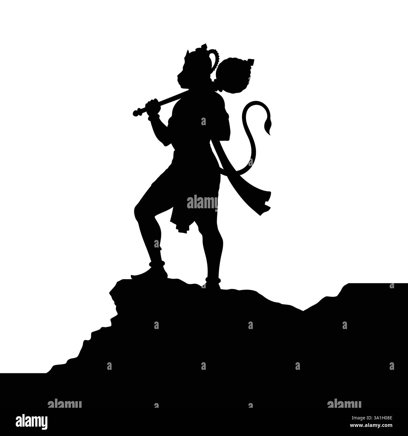 Happy Hanuman Jayanti Indian Hindu Festival Celebration . Gott Hanuman Silhouette Vektor Design mit weißem Hintergrund Stock Vektor