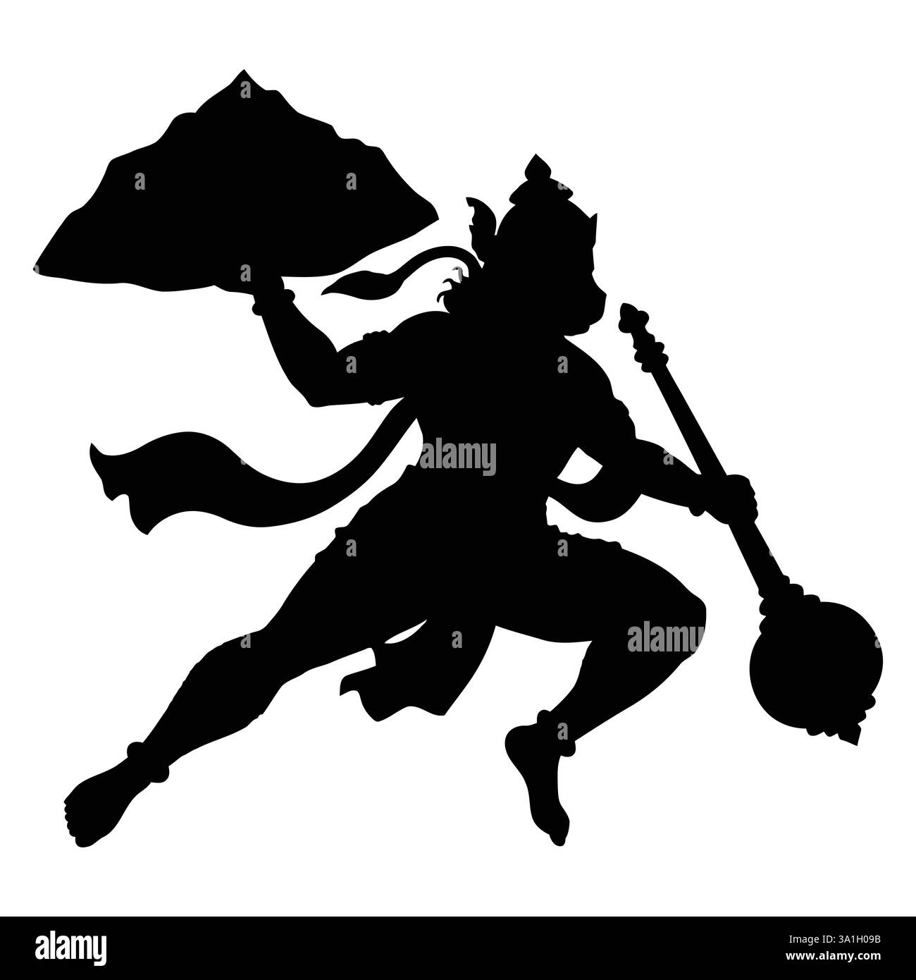 Happy Hanuman Jayanti Indian Hindu Festival Celebration . Gott Hanuman Silhouette Vektor Design mit weißem Hintergrund Stock Vektor Happy Hanuman Jayanti Indian Hindu Festival Celebration . Gott Hanuman Silhouette Vektor Design mit weißem Hintergrund Stock Vektor