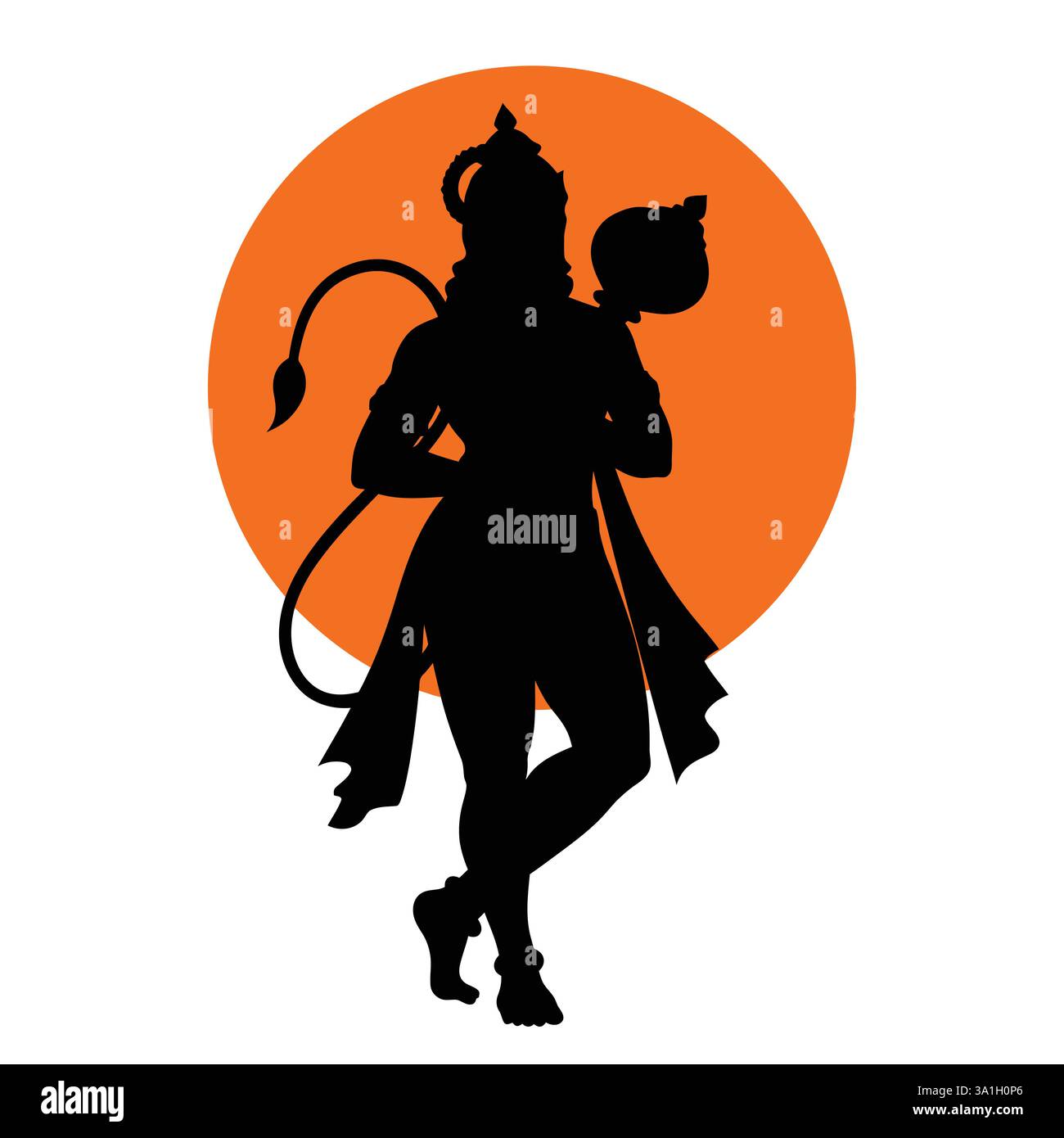 Happy Hanuman Jayanti Indian Hindu Festival Celebration . Gott Hanuman Silhouette Vektor Design mit weißem Hintergrund Stock Vektor