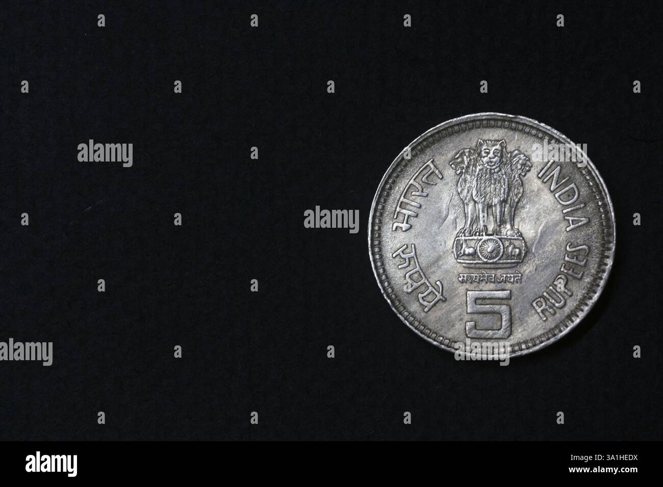 Münze, Indien Münze, Jawaharlal Nehru hundertjähriges Jubiläum fünf Rupien Stockfoto