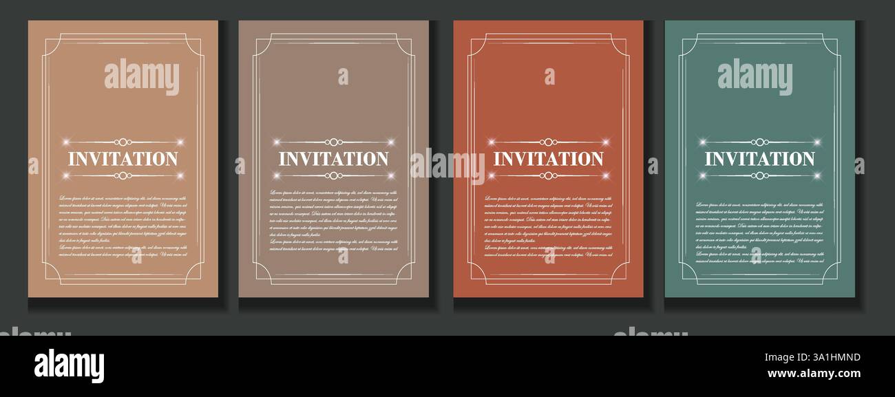 Luxuriöse Hochzeitseinladungskarte Vorlage eleganter Hintergrund Vintage-Design mit einfachem Rahmen, Vektorkunstillustration Stock Vektor