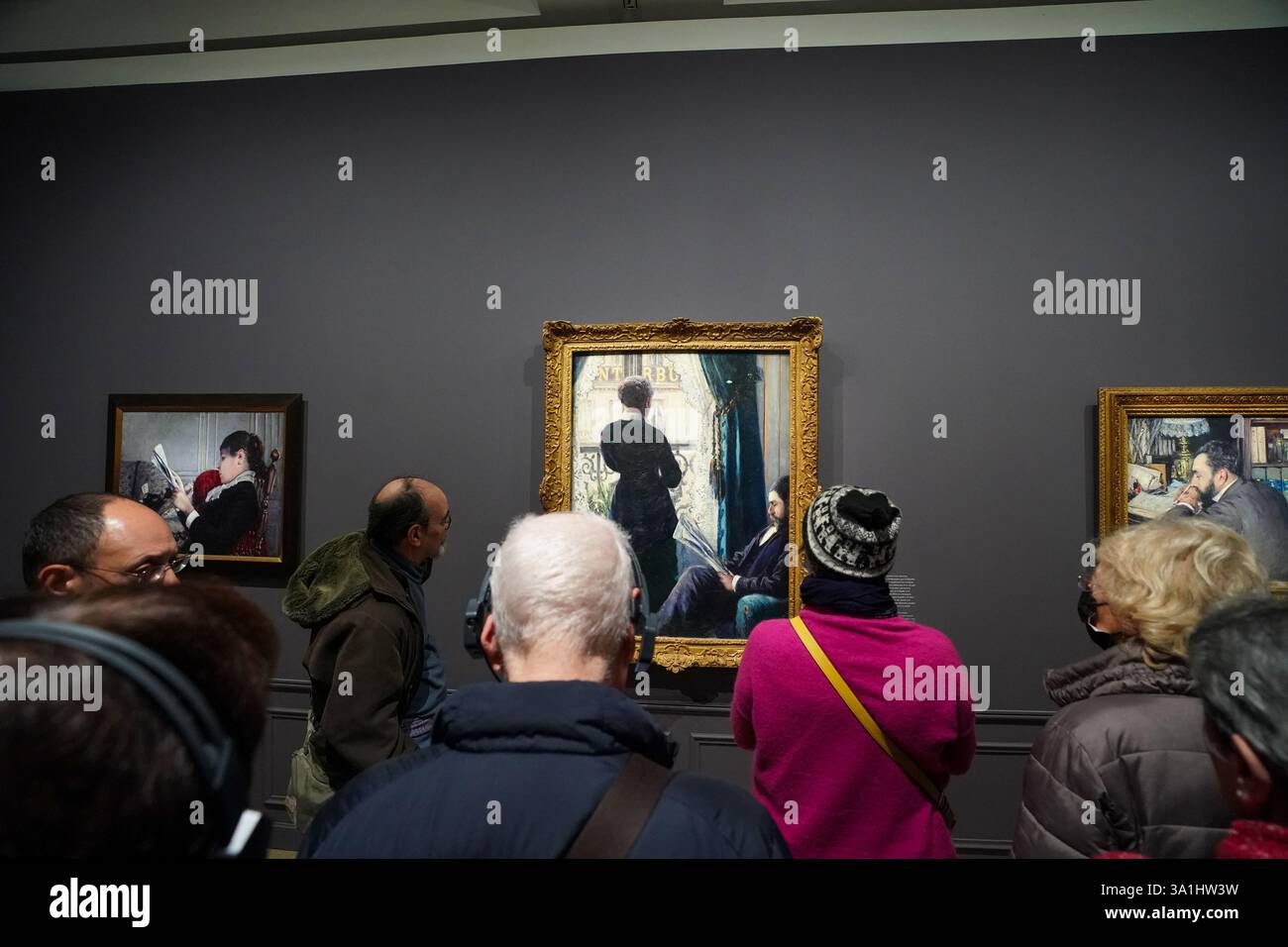 „Gustave Caillebotte Exhibition - Painting Men“ im Musée d'Orsay in Paris, Frankreich Stockfoto
