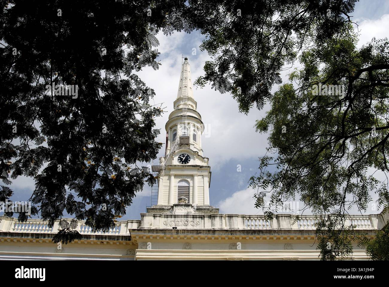 St. George Kirche, 140 Meter hoher Turm, erbaut 1815, Chennai, Tamil Nadu, Indien, Asien Stockfoto