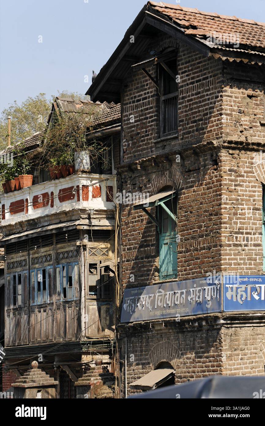 Altes Haus, Pune, Maharashtra, Indien, Asien Stockfoto