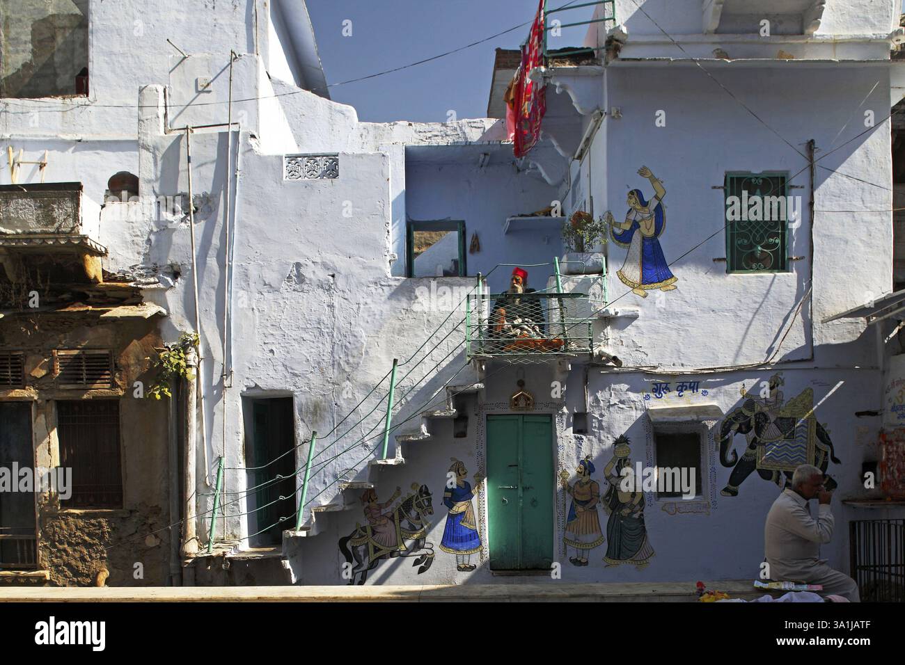 Altes Haus, Udaipur, Rajasthan, Indien, Asien Stockfoto