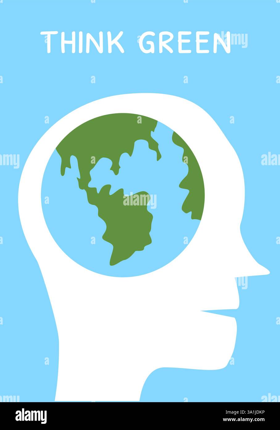 Denken Sie grün: Die Silhouette des „Earth Inside Mind“ inspiriert das Umweltbewusstsein. Stock Vektor