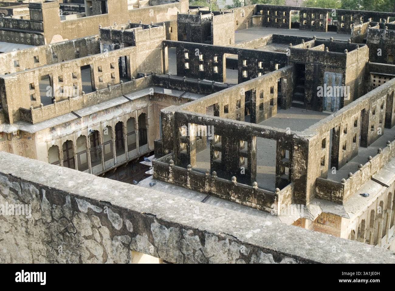 Luftaufnahme von Haveli in Mandawa, Region Shekhawati, Rajasthan, Indien, Asien Stockfoto