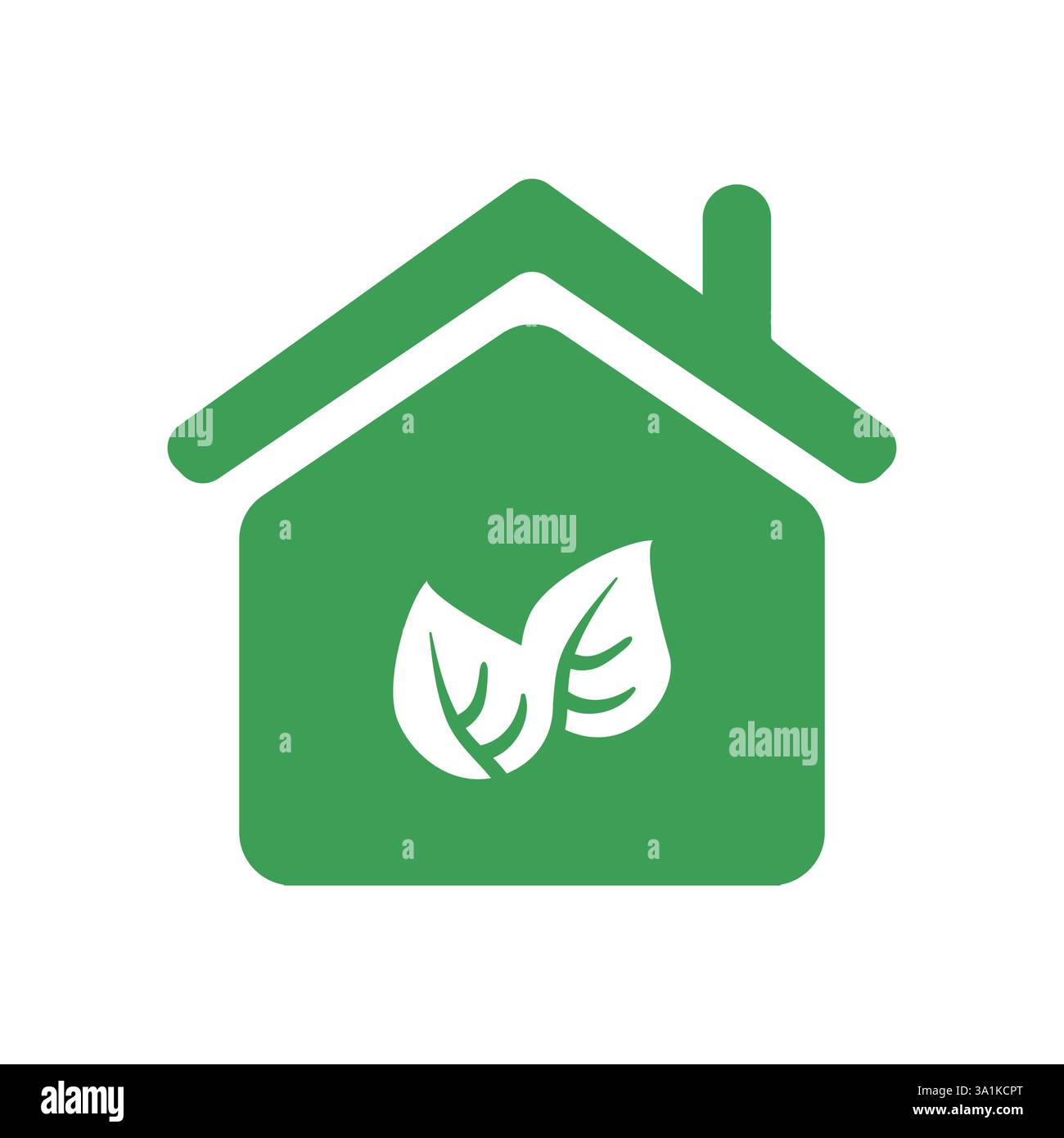 ECO House, Green Smart Home Concept Design - Haussymbol mit Blättern auf isoliertem weißem Hintergrund Stock Vektor