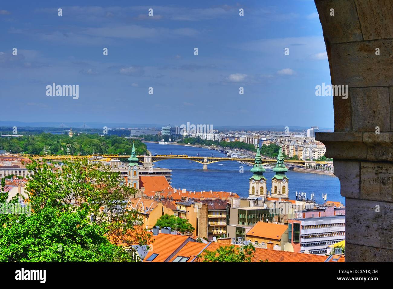 Blick auf Margaret Island von der Fischerbastei Stockfoto