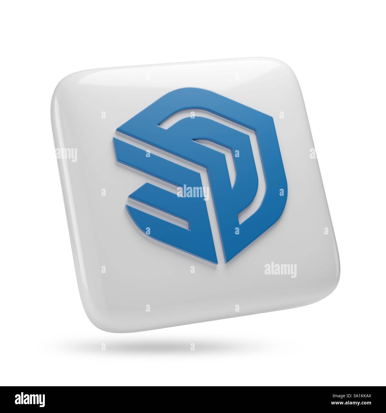 Buenos Aires, Argentinien, 9. März 2025: Dreidimensionales Logo von SketchUp isoliert auf weißem Hintergrund. 3D-Abbildung. Stockfoto