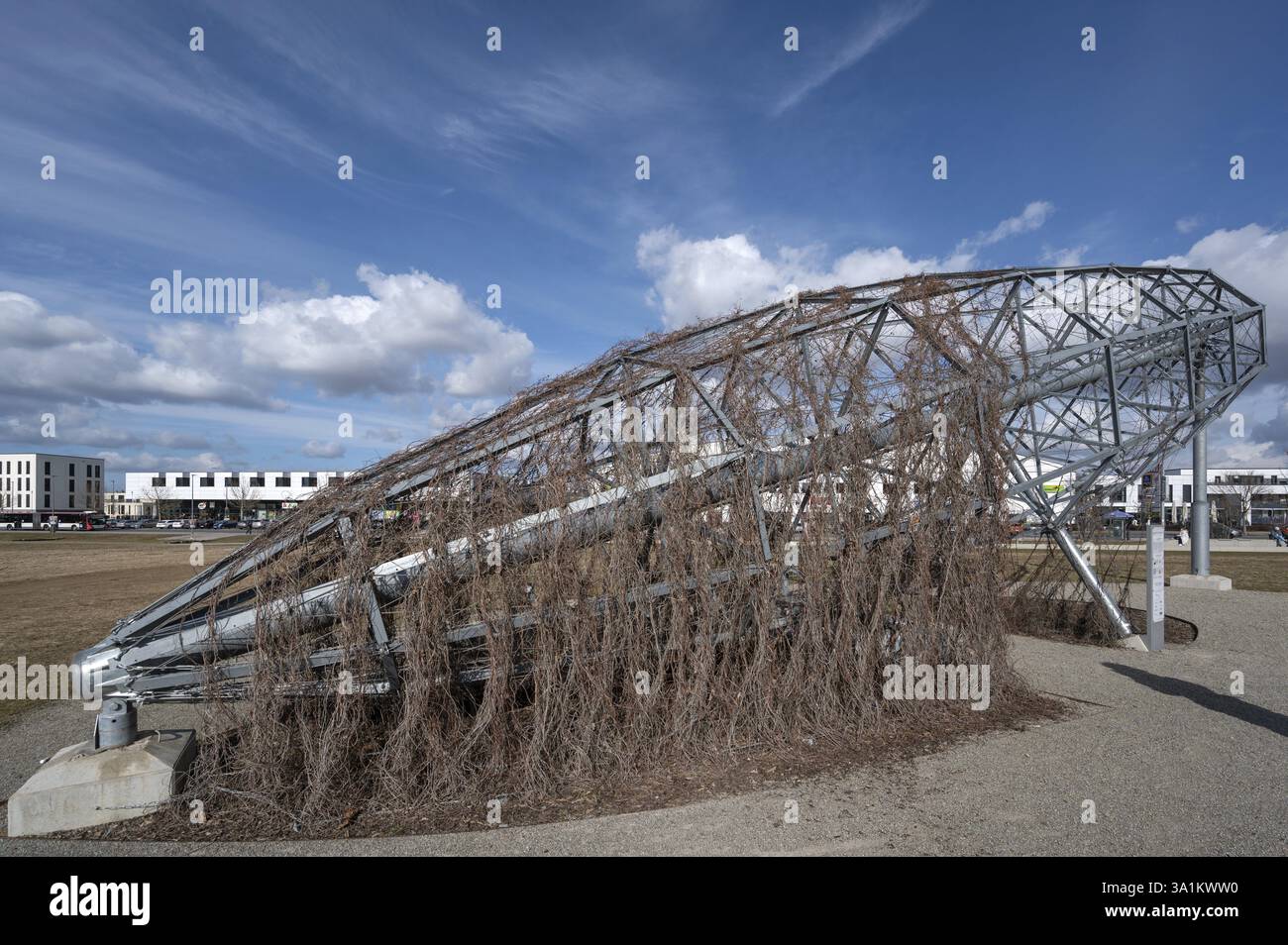 Zeppelin Kunstwerk, Kunst- und Medieninstallation das letzte Luftschiff für die LGS 2018 von Michael Ehlers, Hubland, Würzburg, Unterfanken, Bayern, Deutschland, E Stockfoto
