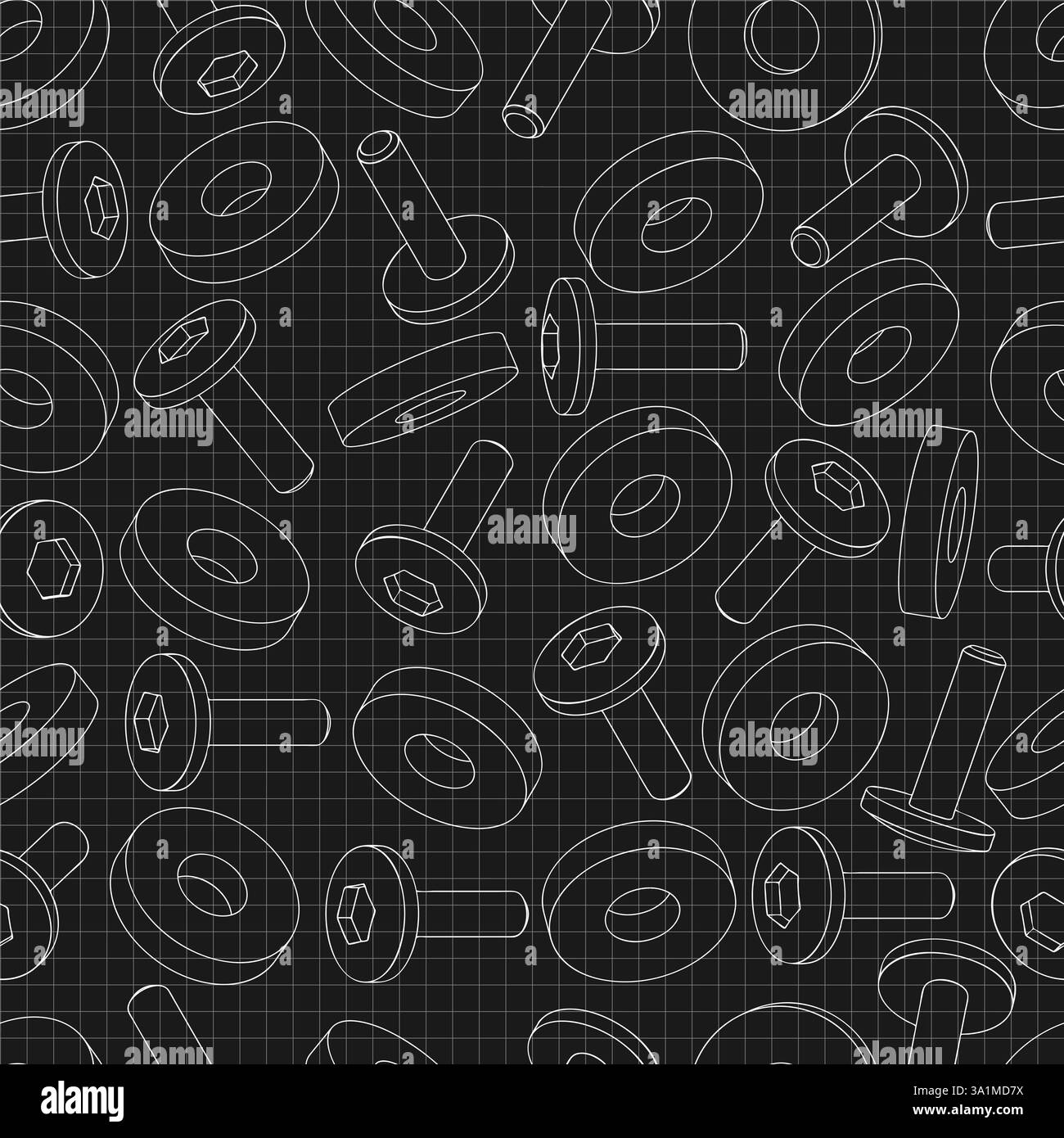 Maschinenbauzeichnungen auf schwarzem Hintergrund. Fräser, Montagewerkzeug mit austauschbarer facettierter Platte. Technisches Design. Abdeckung. Blueprint Stock Vektor