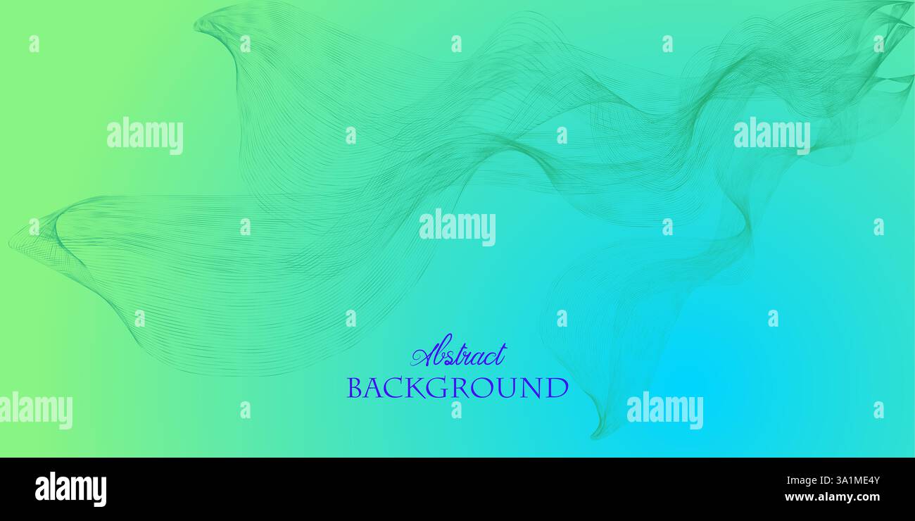 Fließende hellblaue Kurvenform mit weichem blau-grünen Verlaufsvektor abstraktem Hintergrund. Abstrakter Vektor blau-grüner Hintergrund mit blauen Wellenlinien. A Stock Vektor