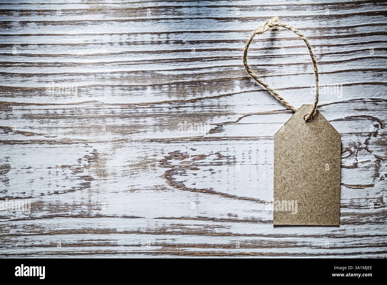 Preisschild auf Vintage Holzbrett Stockfoto