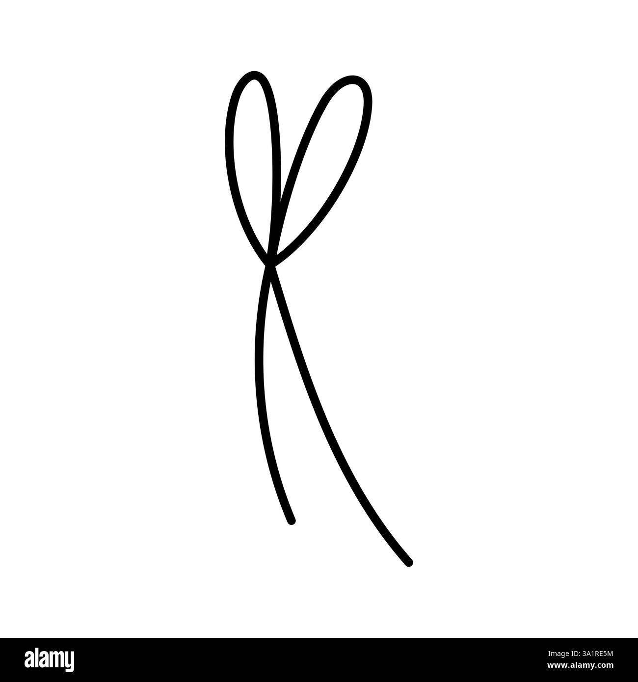 Symbol mit handgezeichneter, gebundener Schleife. Winkendes Band im Doodle-Stil. Dekorationselement der Modellstruktur. Isoliert auf weiß. Vektor Stock Vektor