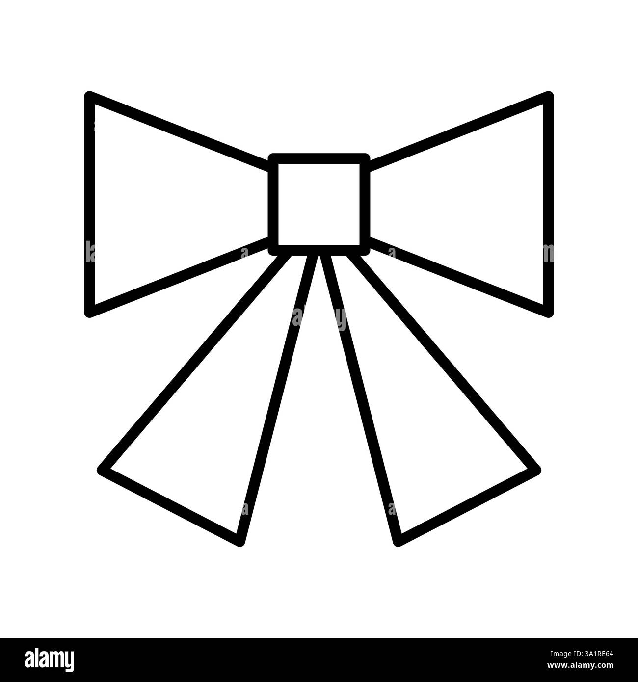 Symbol mit handgezeichneter, gebundener Schleife. Geometrisch gebundenes Band im Doodle-Stil. Dekorationselement der Modellstruktur. Isoliert auf weiß. Vektor Stock Vektor