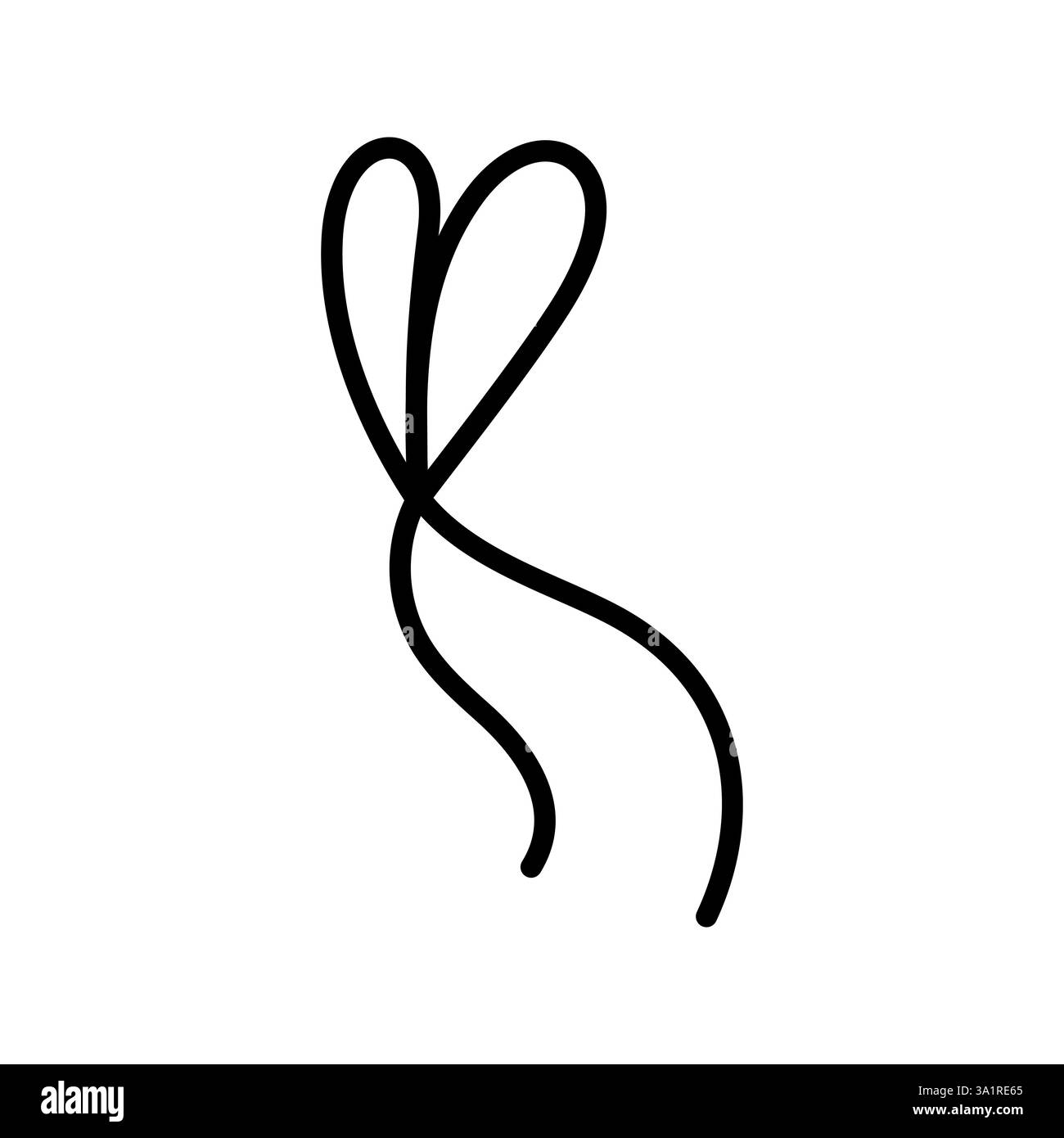 Symbol mit handgezeichneter, gebundener Schleife. Winkendes Band im Doodle-Stil. Dekorationselement der Modellstruktur. Isoliert auf weiß. Vektor Stock Vektor