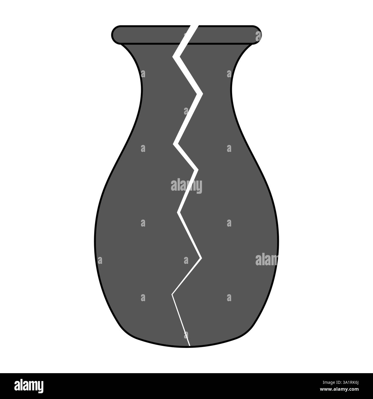 Gebrochene Vase mit zerklüftetem Riss, zersplitterte Vase symbolisiert Fragilität Stock Vektor