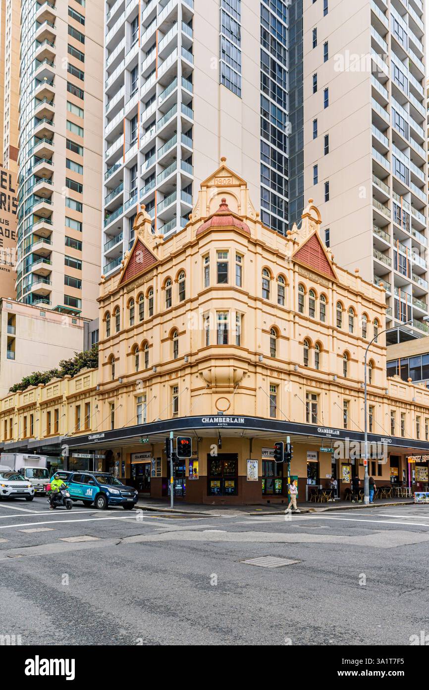 Chamberlain Hotel, Pitt St, Haymarket, Sydney, New South Wales, Australien Stockfoto