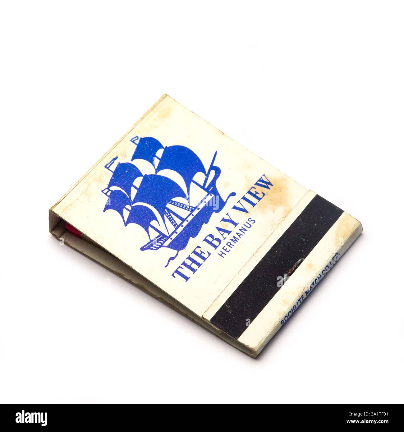 The Bay View, Hermanus, Vintage Streichholzbuch Stockfoto