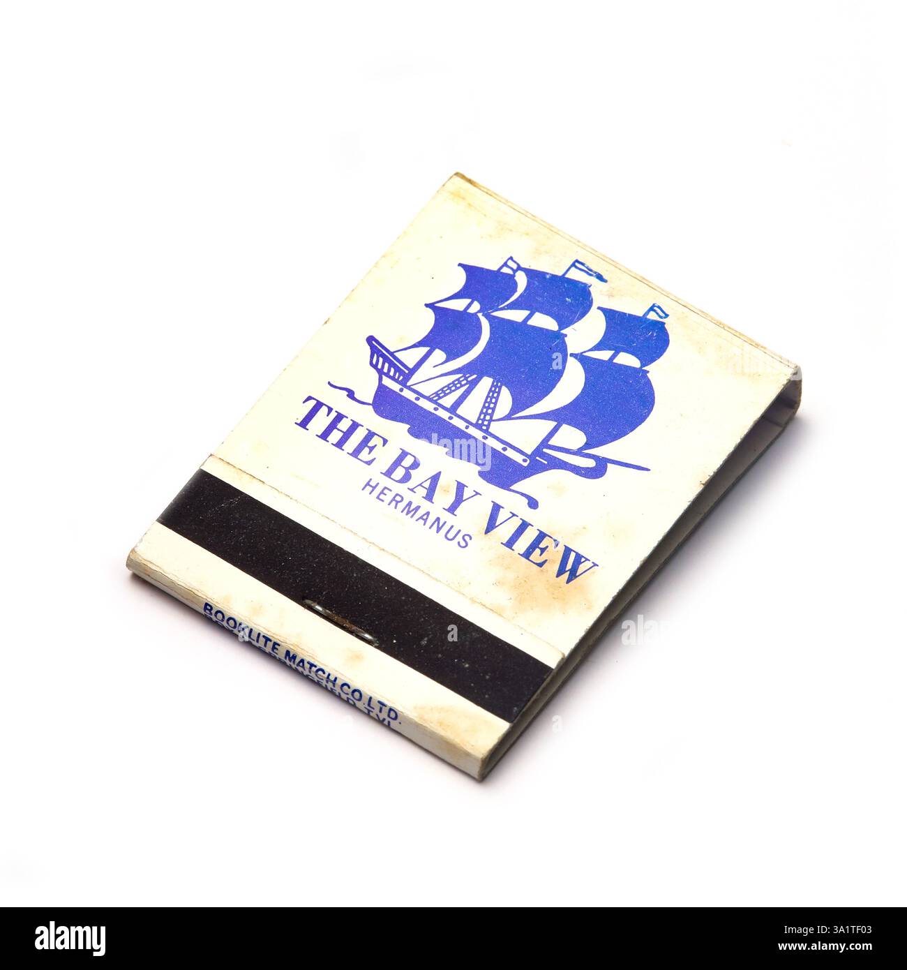 The Bay View, Hermanus, Vintage Streichholzbuch Stockfoto