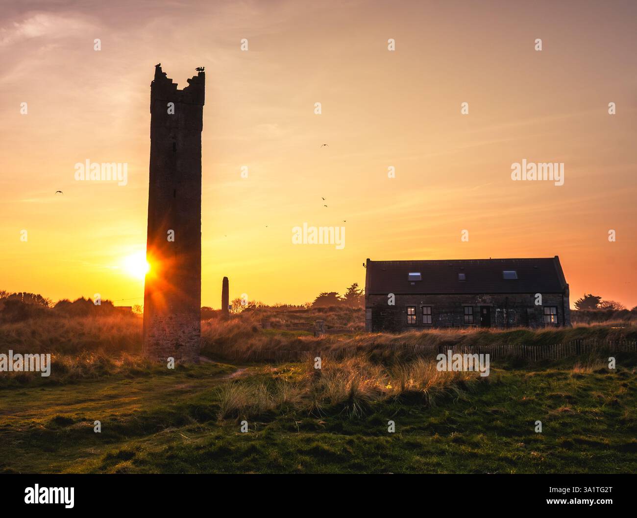 Sonnenuntergang über Mornington Maiden Tower und Strand Stockfoto