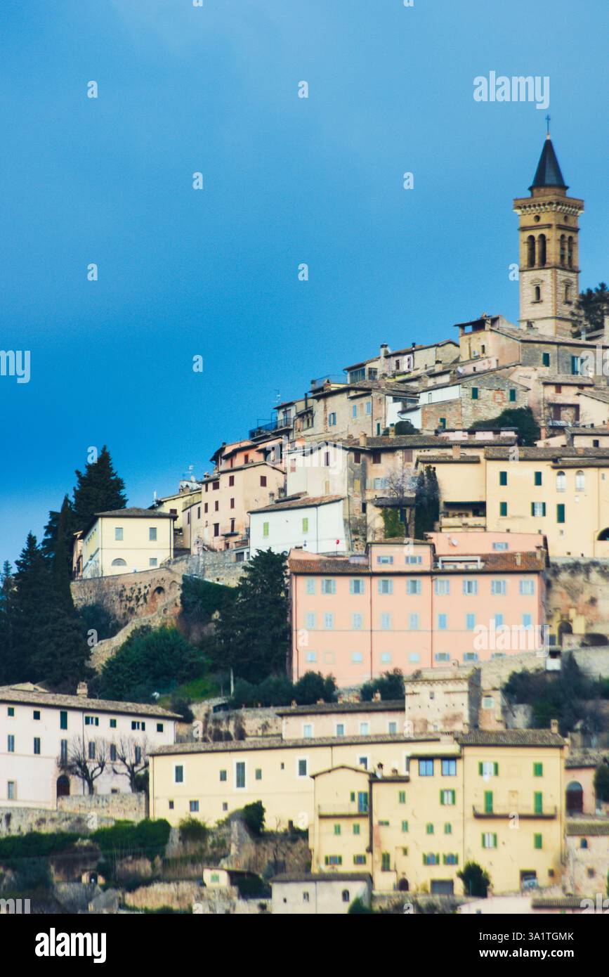 Alte umbrische Stadt Trevi, Region Umbrien, Italien Stockfoto