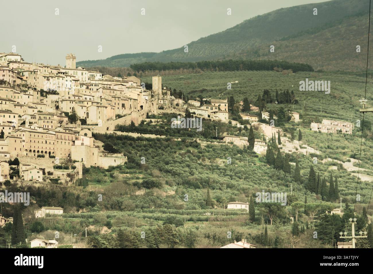 Antike Stadt Trevi, Region Umbrien, Italien Stockfoto
