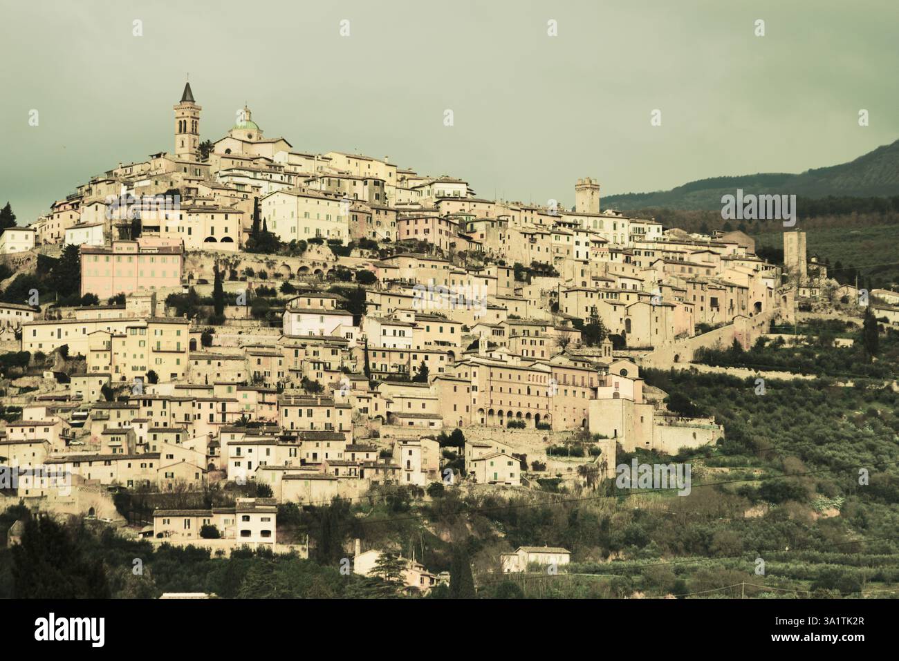 Antike Stadt Trevi, Region Umbrien, Italien Stockfoto