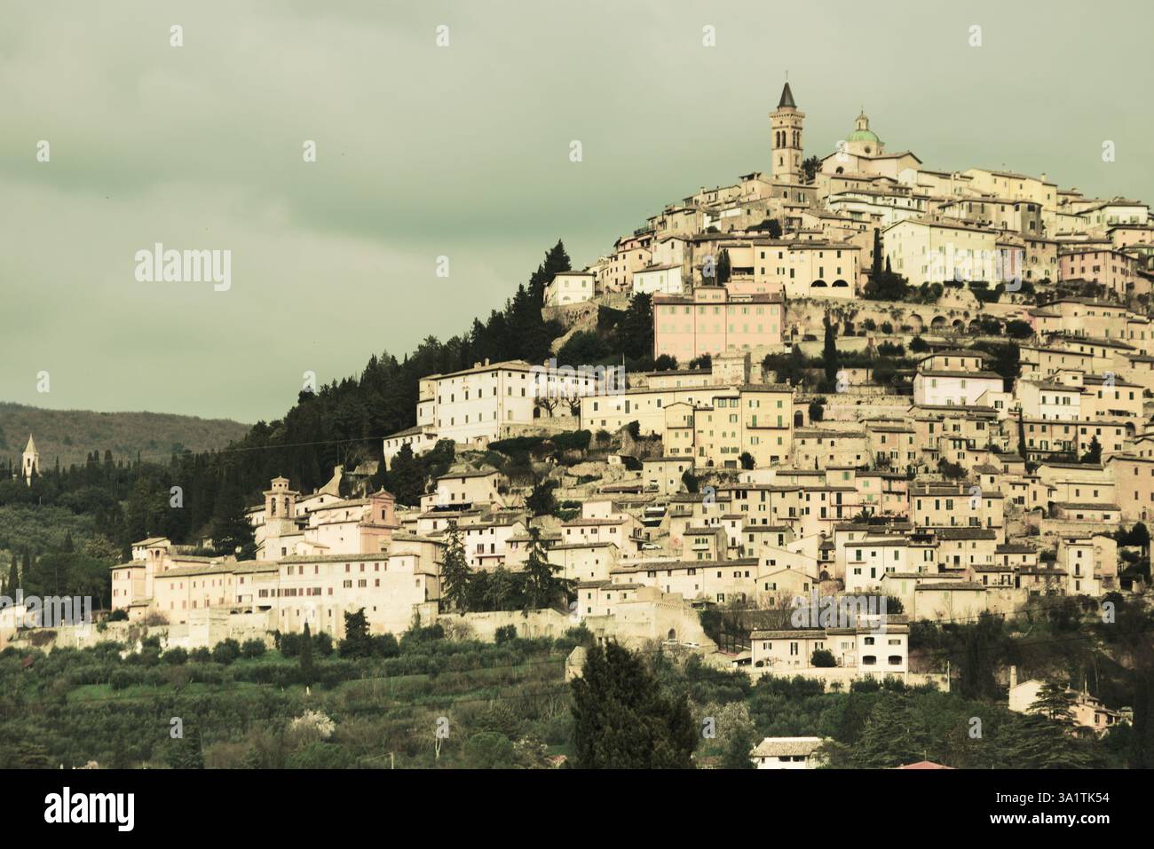 Antike Stadt Trevi, Region Umbrien, Italien Stockfoto