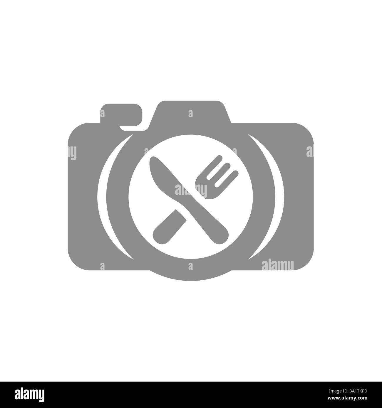 Fotokamera-Symbol für Lebensmittelfotografie. Lebensmittelfoto und Fotograf-Vektor. Stock Vektor