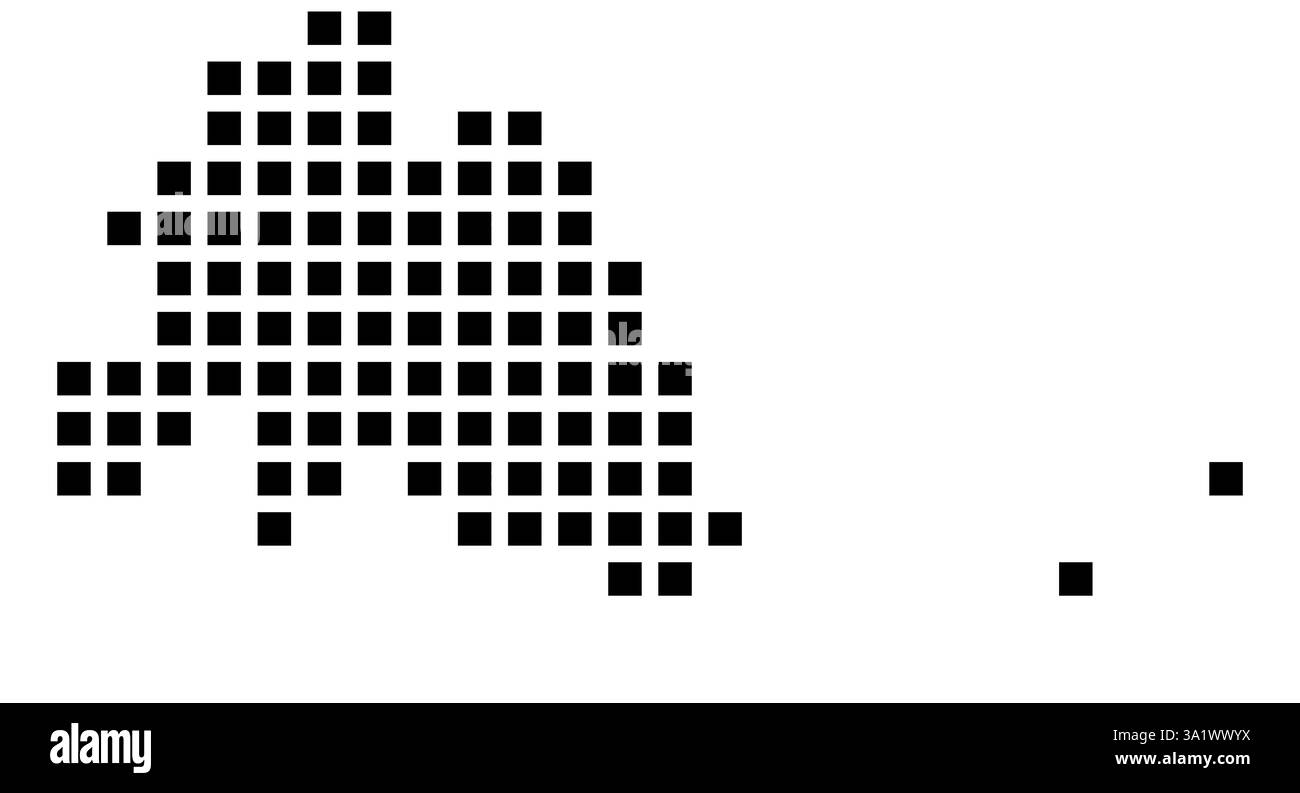 Symbol Karte der Stadt Kent (Washington), die die Stadt mit einem Muster von nur wenigen schwarzen Quadraten zeigt Stockfoto