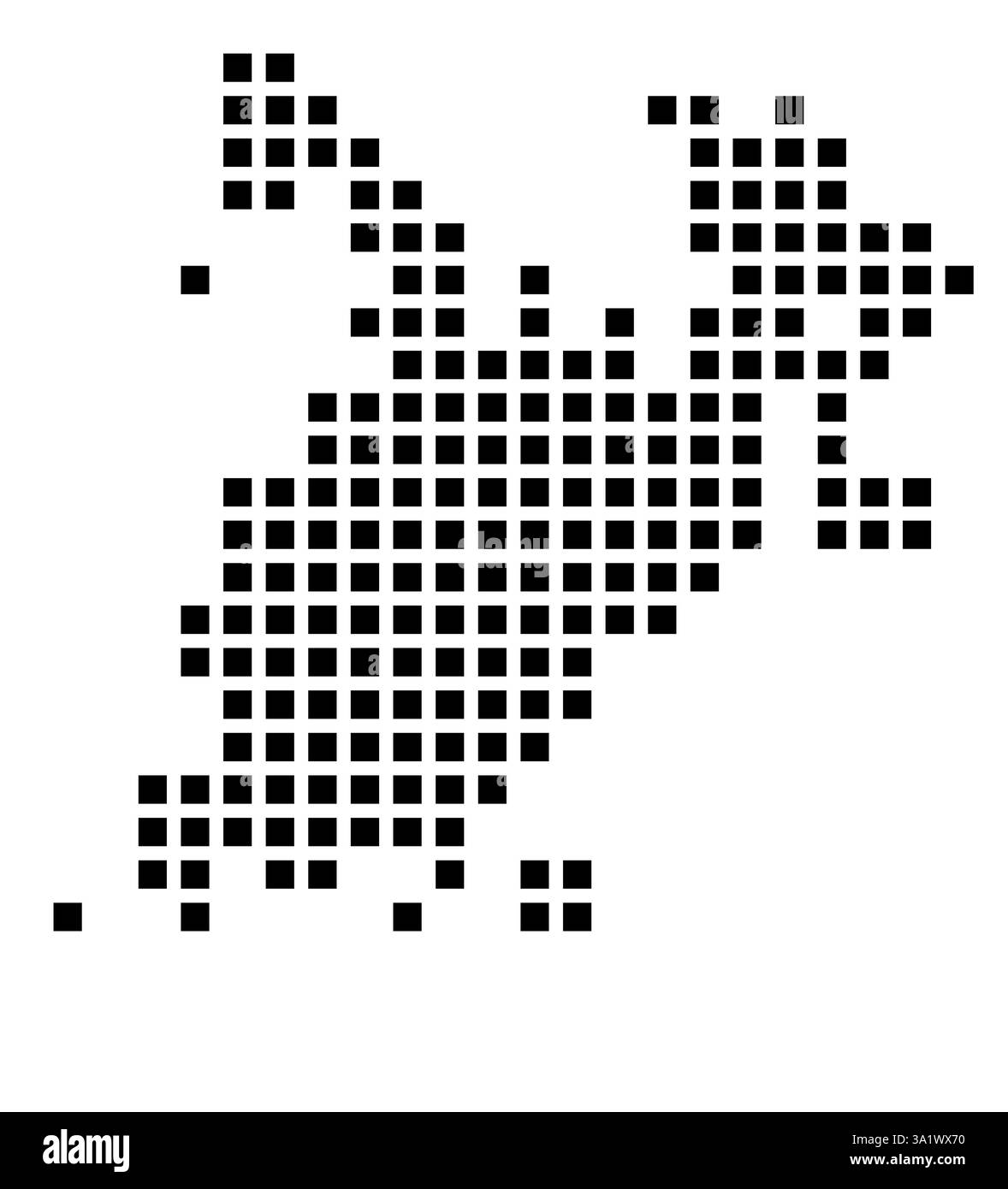 Symbol Karte der Stadt Odessa (Texas), die die Stadt mit einem Muster von nur wenigen schwarzen Quadraten zeigt Stockfoto