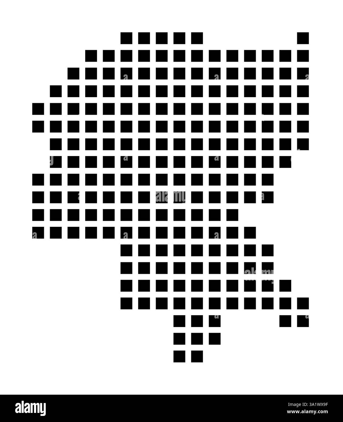 Symbolkarte der City Providence (Rhode Island), die die Stadt mit einem Muster von nur wenigen schwarzen Quadraten zeigt Stockfoto