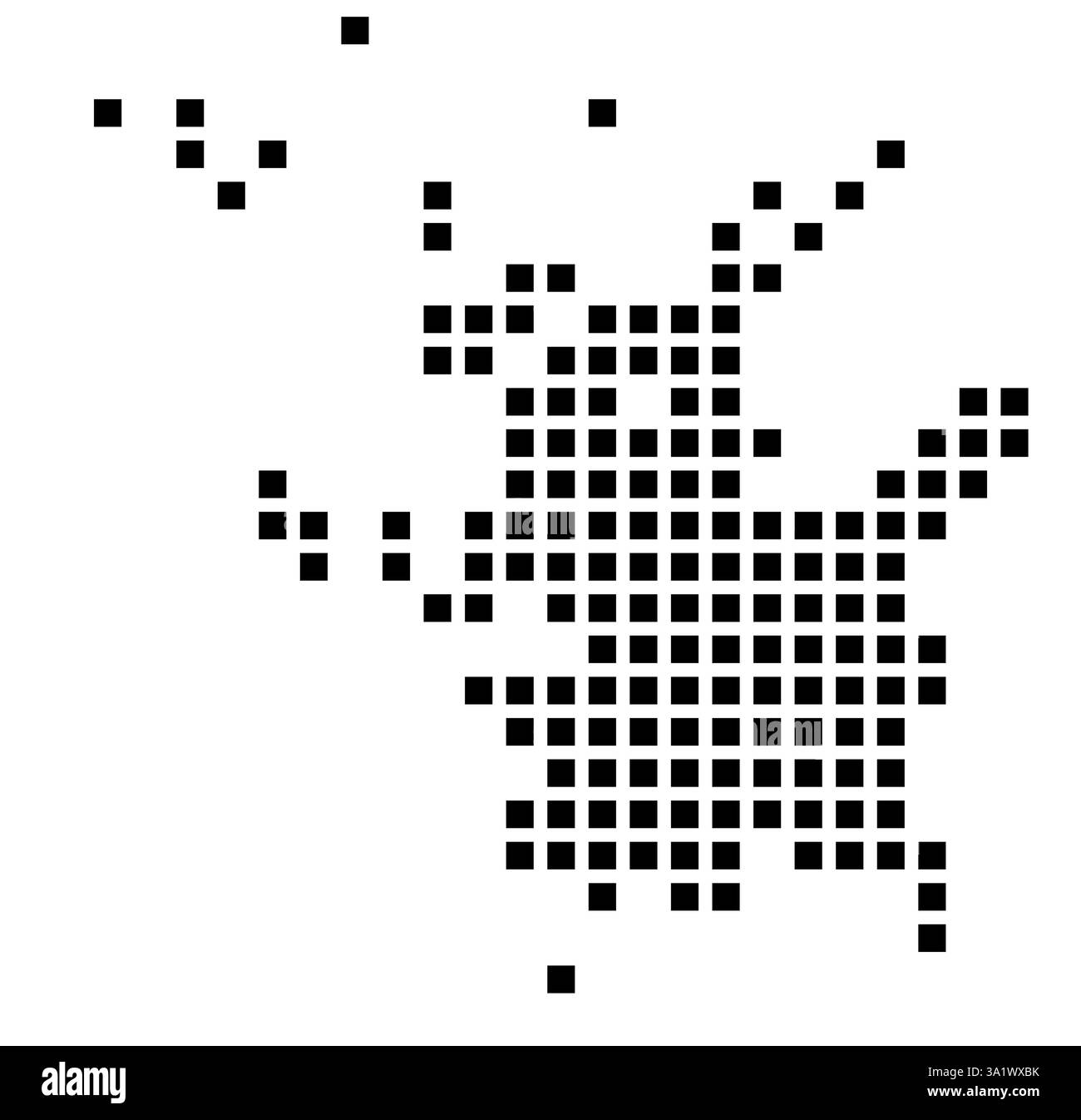 Symbol Karte von Johnson City (Tennessee), die die Stadt mit einem Muster von nur wenigen schwarzen Quadraten zeigt Stockfoto