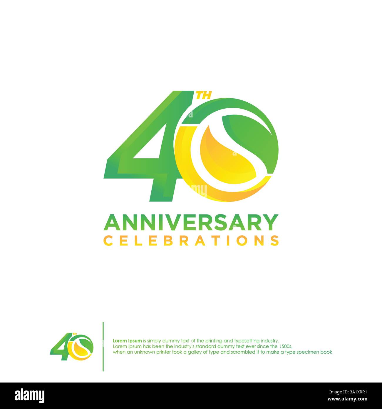 Logotypdesign zum 40. Jahrestag, flache Designvorlage. Vektorabbildung Stock Vektor