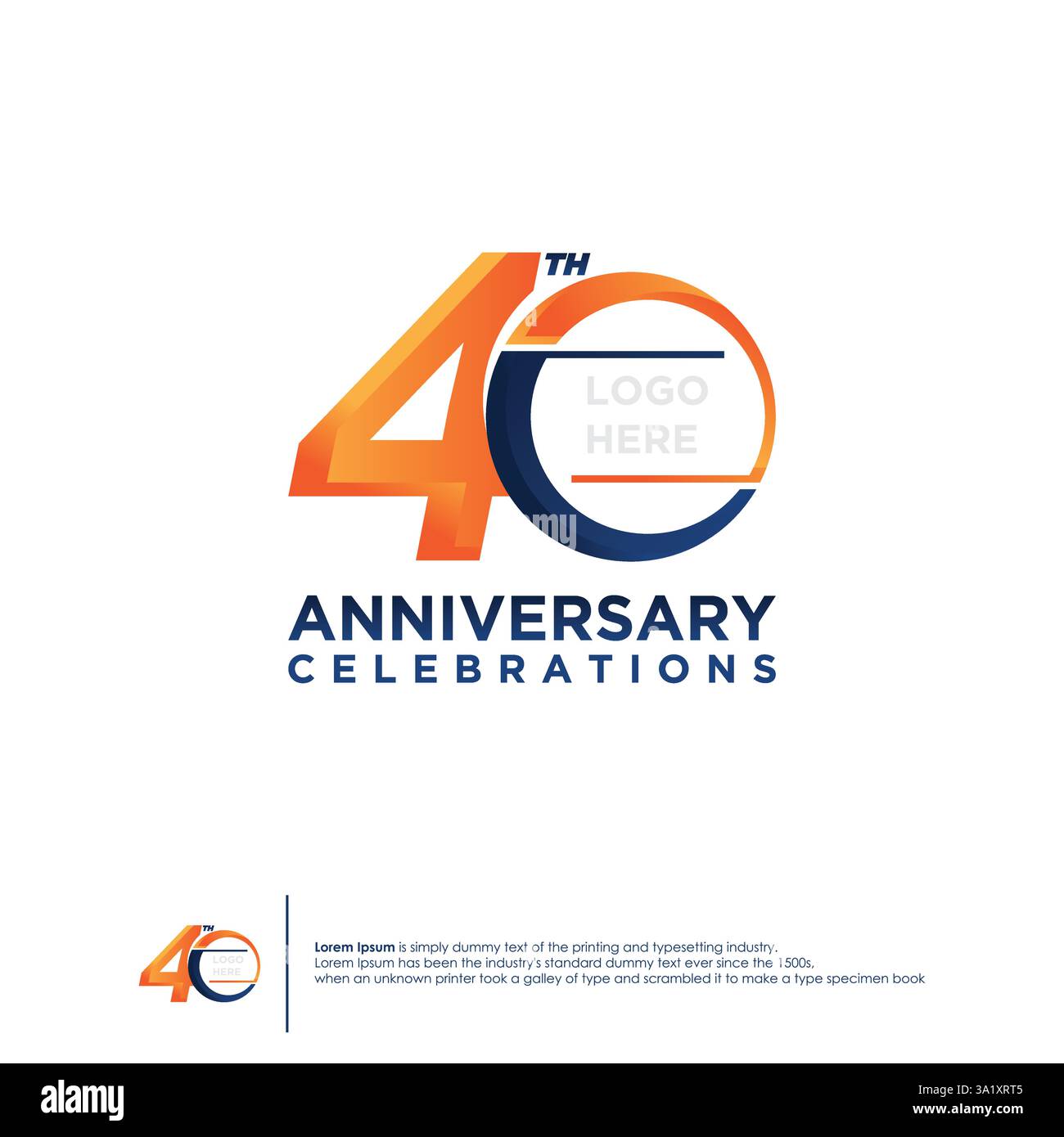 Logotypdesign zum 40. Jahrestag, flache Designvorlage. Vektorabbildung Stock Vektor