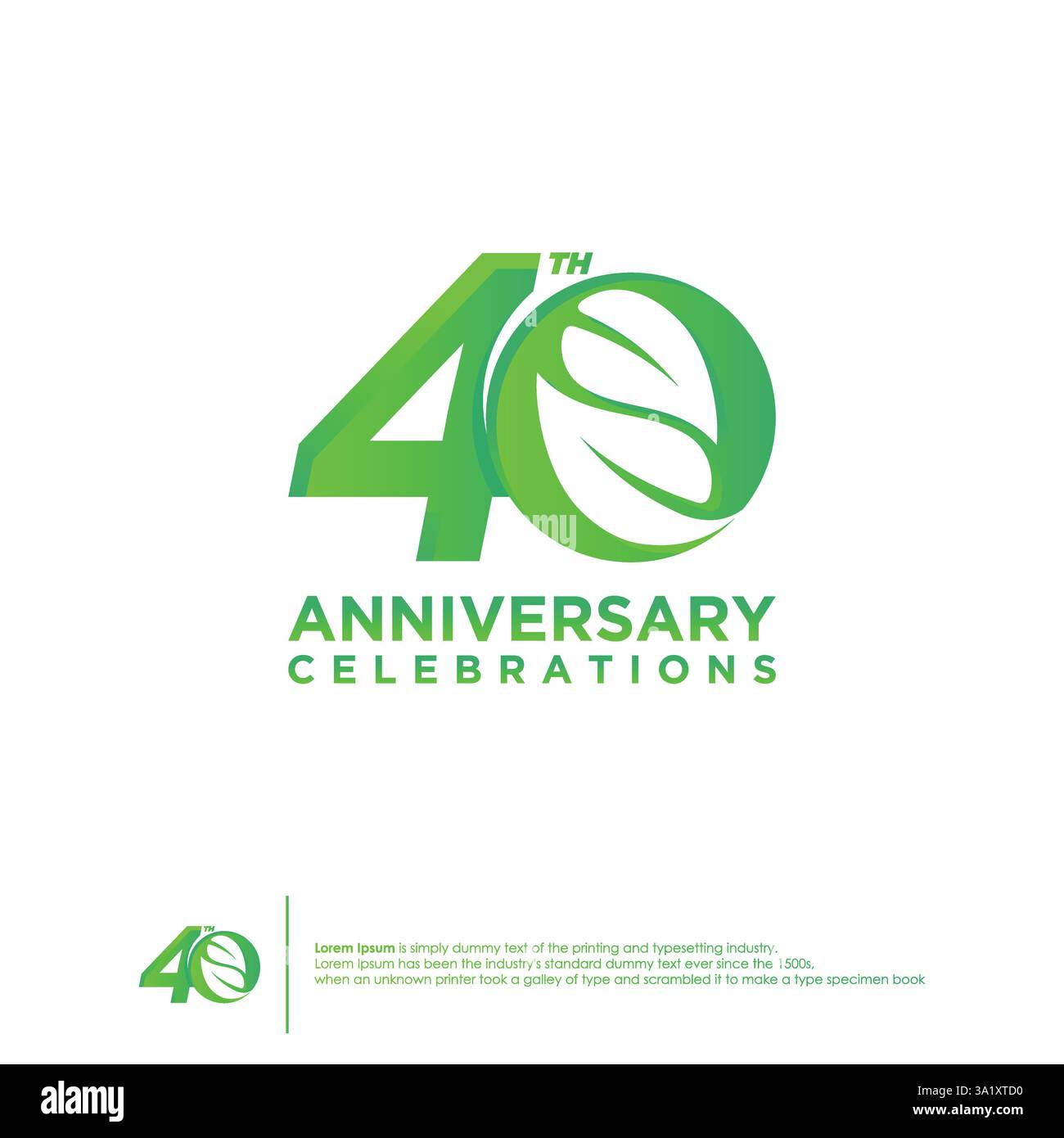 Logo zum 40. Jahrestag Design ökologisches Design Design Vorlage. Vektorabbildung Stock Vektor