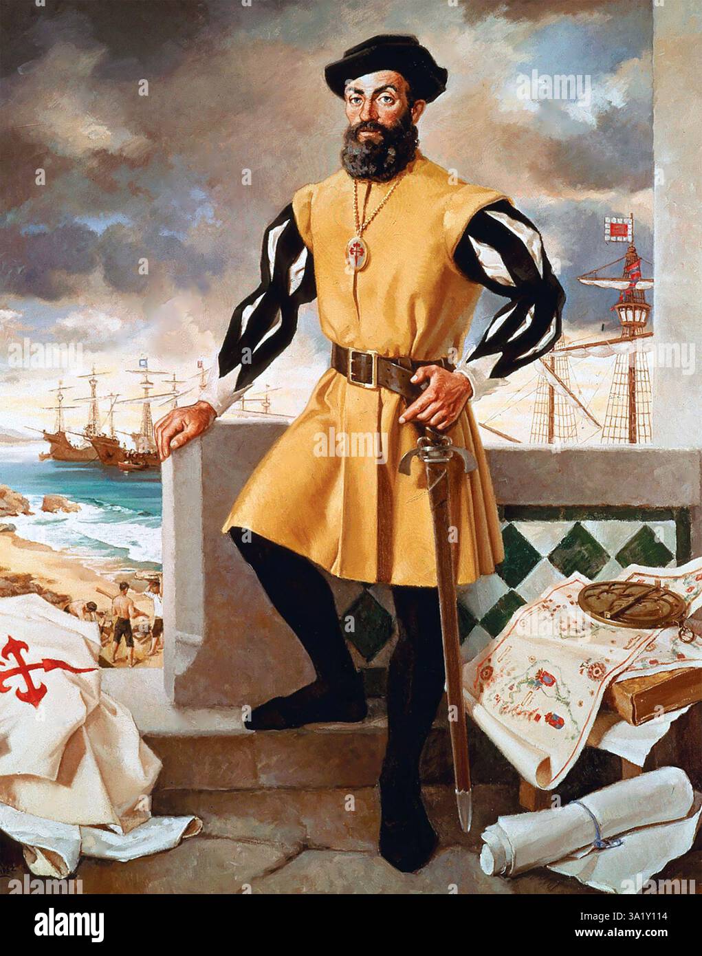 FERDINAND MAGELLAN (um 1480–1521) portugiesischer Entdecker in einer Illustration des frühen 20. Jahrhunderts. Stockfoto