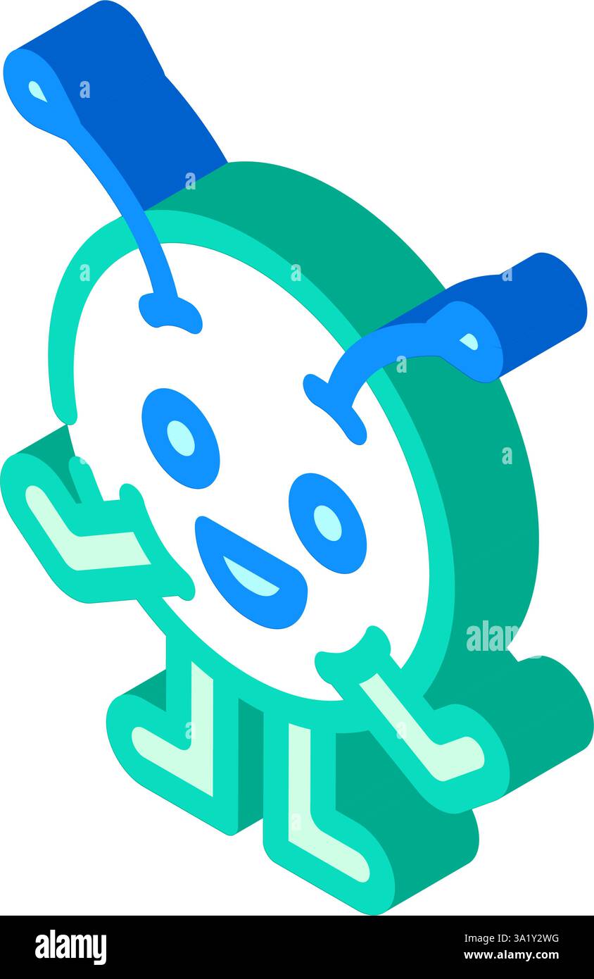 Runde geformte Monster niedliche isometrische Icon Vektor Illustration Stock Vektor