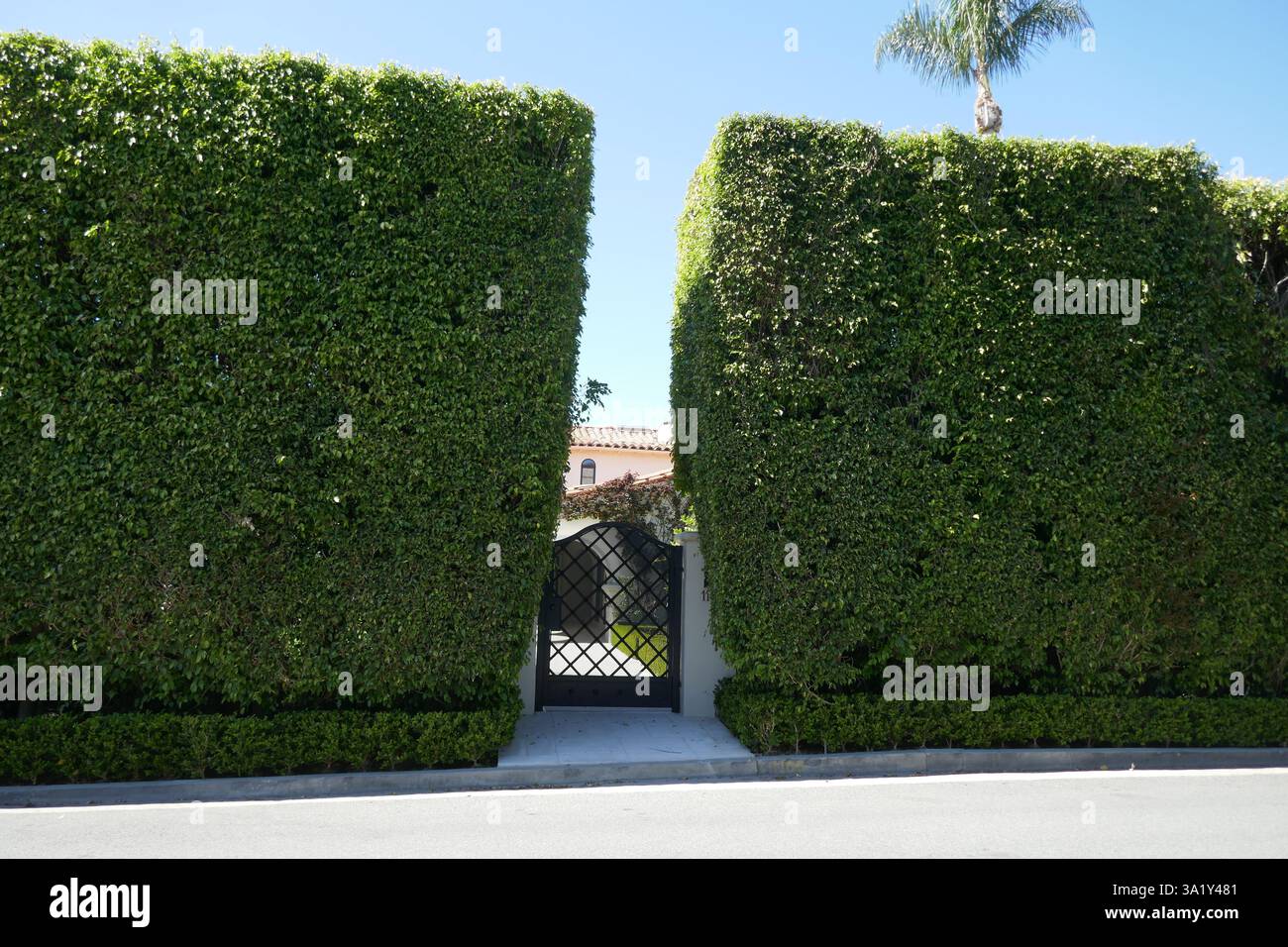 Beverly Hills, Kalifornien, USA 9. März 2025 Schauspieler Paul Hogan, Schauspielerin Linda Kozlowski und Modedesigner Stan Herman, ehemaliges Haus in der 1109 Tower Road am 9. März 2025 in Beverly Hills, Kalifornien, USA. Foto: Barry King/Alamy Stock Photo Stockfoto
