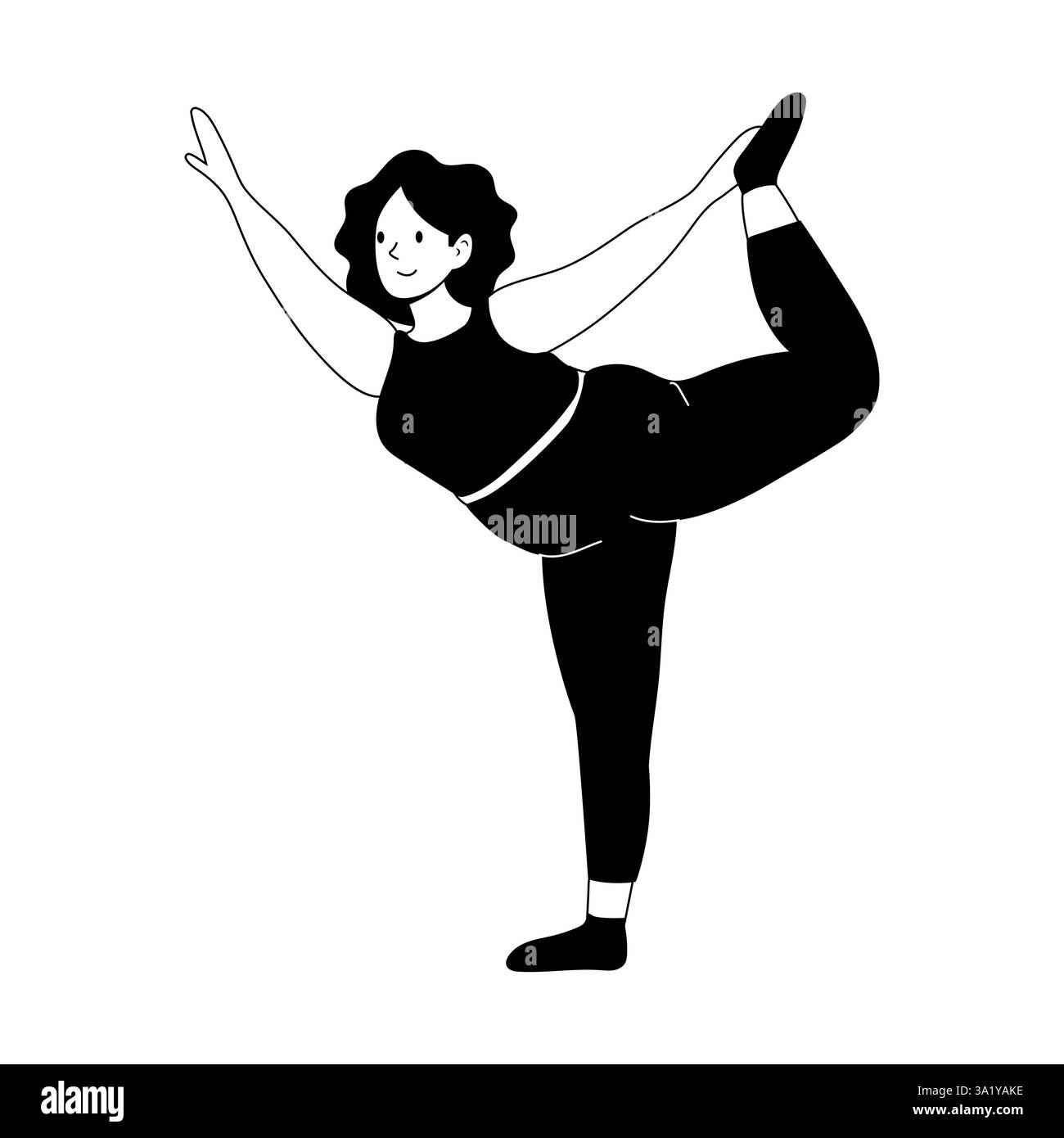 Frau, die eine Yoga-Pose in minimalistischer Illustration für Fitnessbegeisterte aufführt Stock Vektor